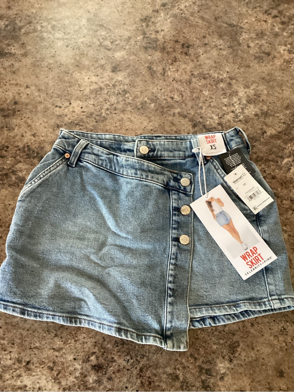 Celebrity Pink Light Blue Denim Wrap Skirt